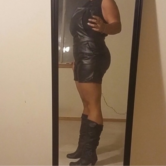 Pants - Faux leather overall shorts size medium
